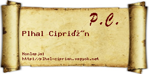 Plhal Ciprián névjegykártya